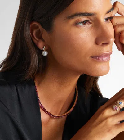 Suzanne Kalan 18kt Rose Gold Earrings With Diamonds And Pearls