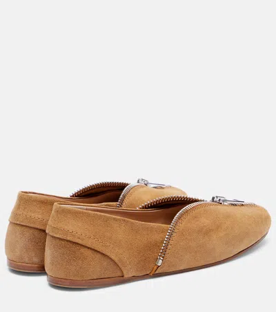 Jw Anderson Biker Suede Ballet Flats