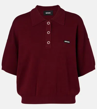 Rotate Birger Christensen Burgundy Polo Shirt With Logo Patch