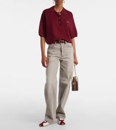 Rotate Birger Christensen Burgundy Polo Shirt With Logo Patch