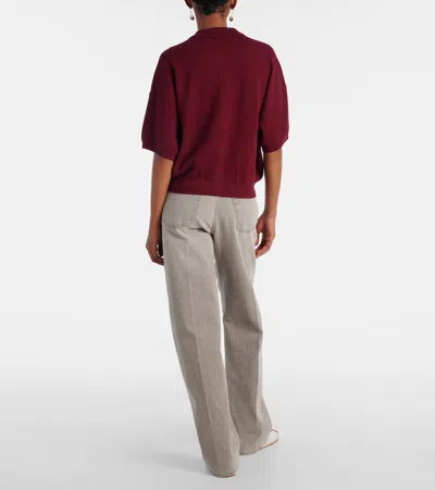 Rotate Birger Christensen Burgundy Polo Shirt With Logo Patch