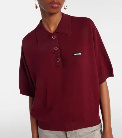 Rotate Birger Christensen Burgundy Polo Shirt With Logo Patch