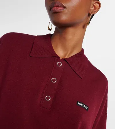 Rotate Birger Christensen Burgundy Polo Shirt With Logo Patch