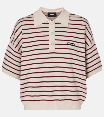 Rotate Birger Christensen Striped Polo Shirt With Logo Patch In Multi