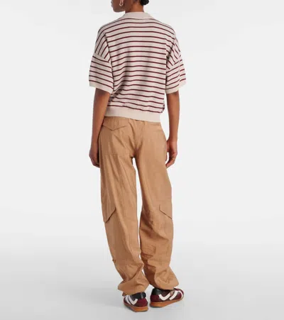 Rotate Birger Christensen Striped Polo Shirt With Logo Patch In Multi