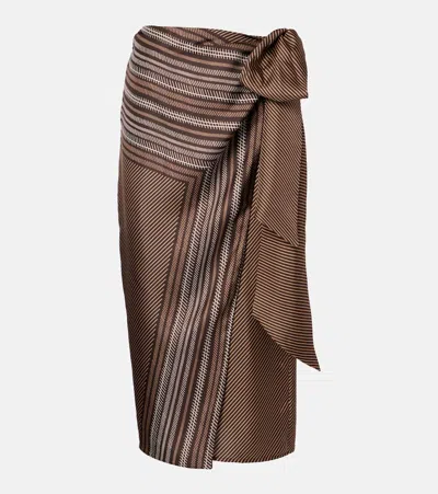 Max Mara Edro Striped Silk Wrap Skirt