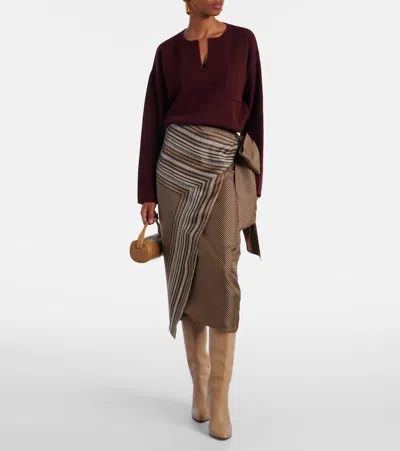 Max Mara Edro Striped Silk Wrap Skirt