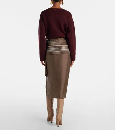 Max Mara Edro Striped Silk Wrap Skirt