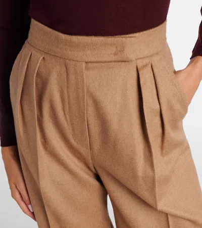 Max Mara Ori Pleated Camel Hair Wide-leg Pants