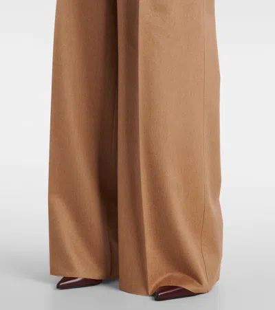 Max Mara Ori Pleated Camel Hair Wide-leg Pants