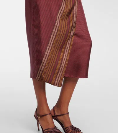 Max Mara Edro Striped Silk Wrap Skirt In Red