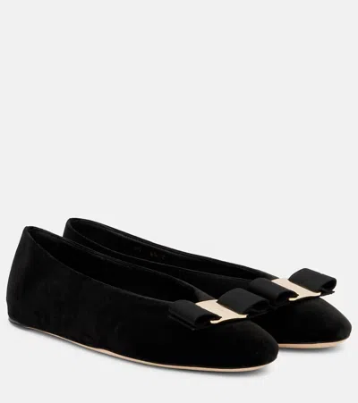 Ferragamo Vanna Velvet Ballet Flats