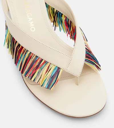 Ferragamo Bettie Fringed Sandals In Neutral