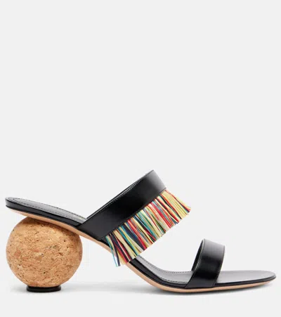 Ferragamo Black Nappa Leather Sandals With 75mm Heel In Black