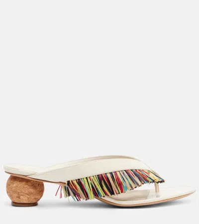 Ferragamo Bettie Fringed Sandals In Neutral