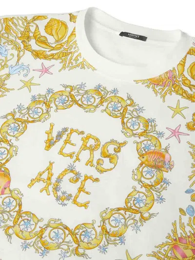 Versace Baroque Underwater Cropped T-shirt In Multi