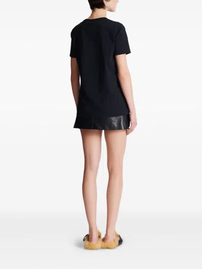Balmain Crew Neck Graphic Print Short Sleeves In Black