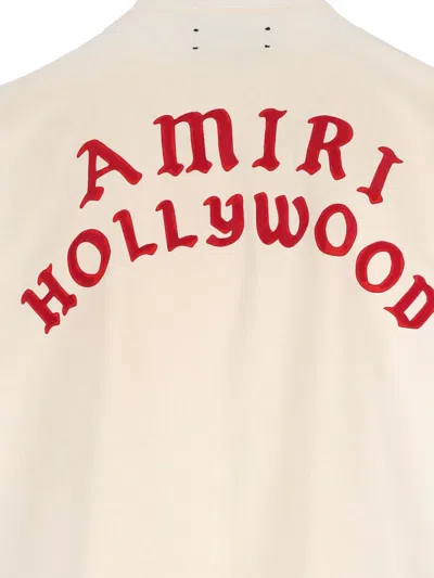Amiri Mens Ivory Red Holly Text-print Cotton T-shirt Xl In Neutral