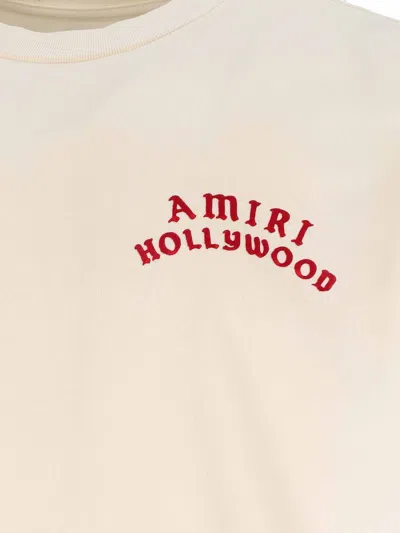 Amiri Mens Ivory Red Holly Text-print Cotton T-shirt Xl In Neutral