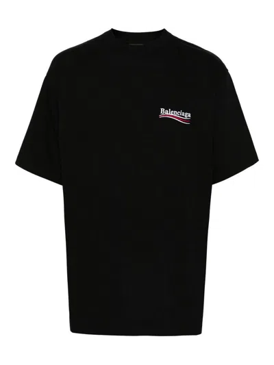 Balenciaga Men Graphite Cotton Oversize T-shirt
