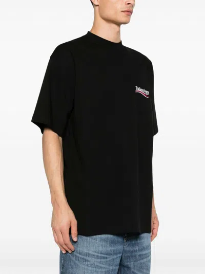Balenciaga Men Graphite Cotton Oversize T-shirt