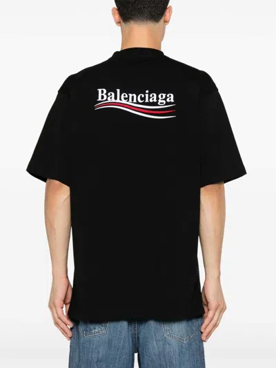 Balenciaga Men Graphite Cotton Oversize T-shirt