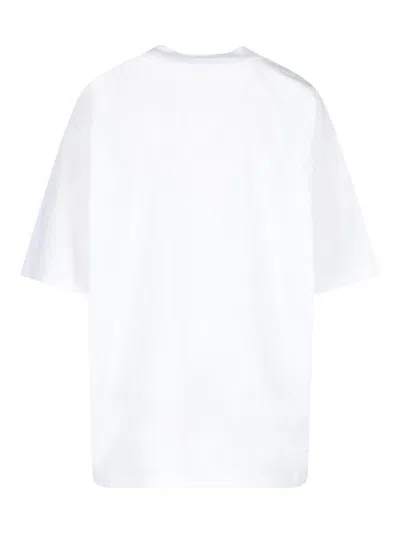 Marni White Crewneck T-shirt With Logo Lettering And Logo Print On The Front