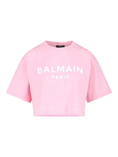 Balmain T-shirt Crop Logo