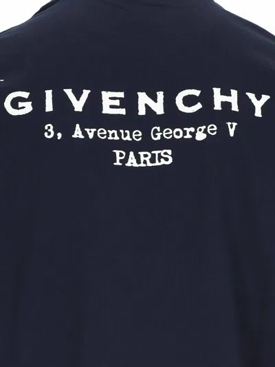 Givenchy Navy Cotton T-shirt With Bold White Logo Print In Blue