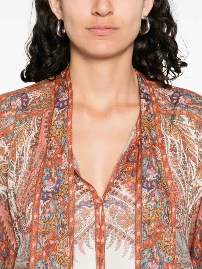 Zimmermann Rhiannon Multicolor Blouse With Tie Closure On The Front And Paisley Print In Ramie Woman