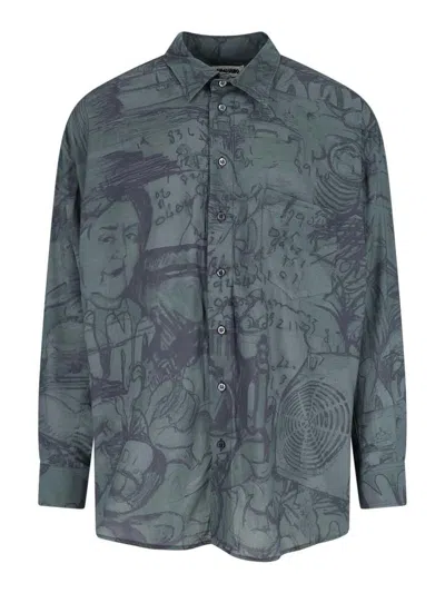 Magliano Casual Shirt With Graphic Print And Front Pocket In Blue