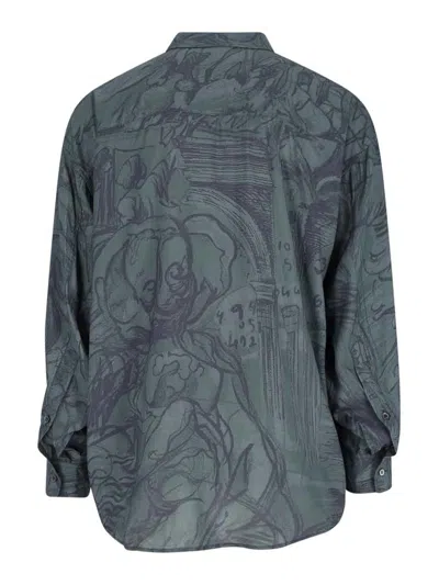 Magliano Casual Shirt With Graphic Print And Front Pocket In Blue