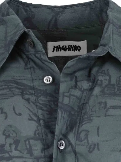 Magliano Casual Shirt With Graphic Print And Front Pocket In Blue