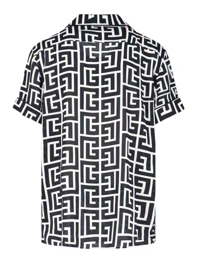 Balmain Lapel Shirt Geometric Pattern In Black