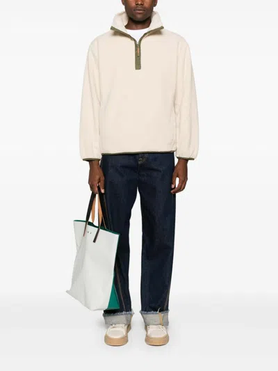 A.p.c. High Stand Collar Pullover Fleece In Neutral