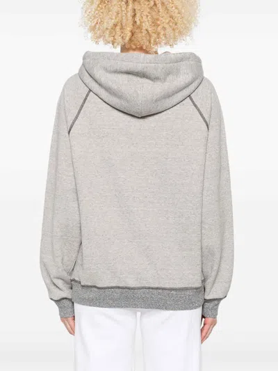 Chloé Hooded Cotton Blend Sweatshirt With Kangaroo Pocket In Gray