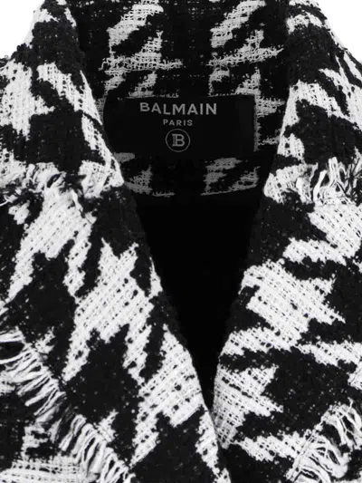 Balmain Houndstooth-pattern Fringed Blazer