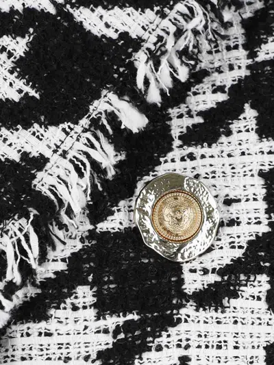Balmain Houndstooth-pattern Fringed Blazer