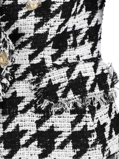 Balmain Houndstooth-pattern Fringed Blazer