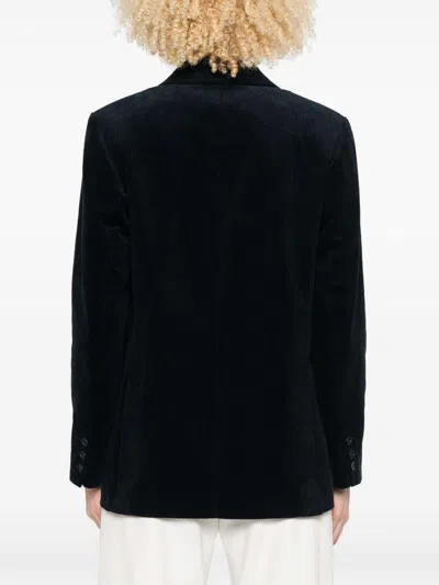 Apc Midnight Blue Cotton Blazer With Double-breasted Design In Black