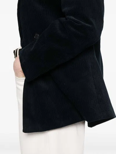 Apc Midnight Blue Cotton Blazer With Double-breasted Design In Black