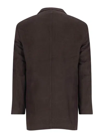 Our Legacy Linen Single Breasted Blazer, Brown, Notch Lapel