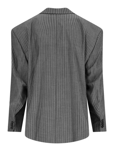 Hed Mayner Double-breasted Tailored Blazer With Pinstripe Pattern And Draped Details