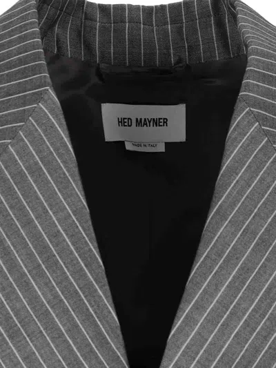 Hed Mayner Double-breasted Tailored Blazer With Pinstripe Pattern And Draped Details