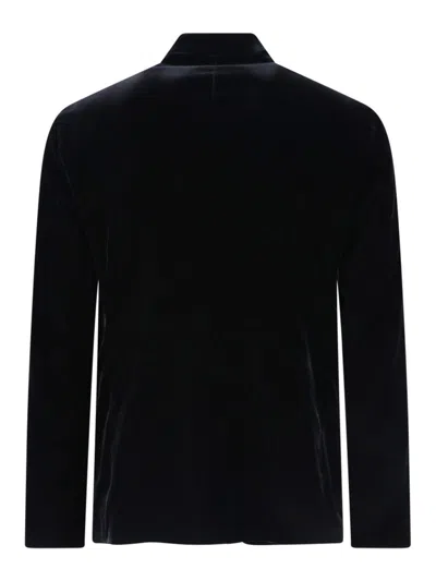 Giorgio Armani Velvet Texture Front Pockets Long Sleeves In Black