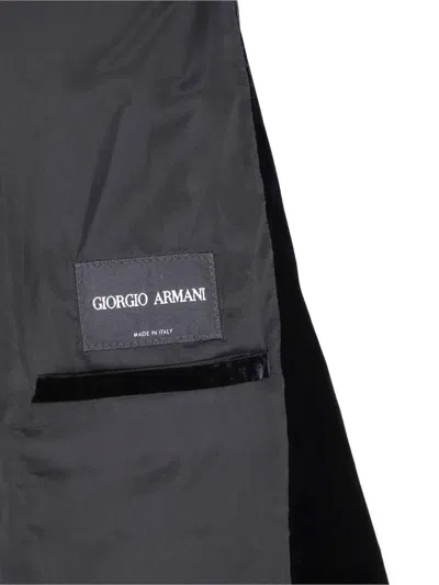 Giorgio Armani Velvet Texture Front Pockets Long Sleeves In Black