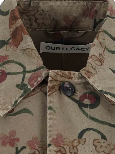Our Legacy Floral Patterned Brown Jacket With Classic Collar