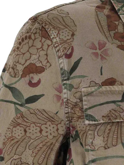 Our Legacy Floral Patterned Brown Jacket With Classic Collar
