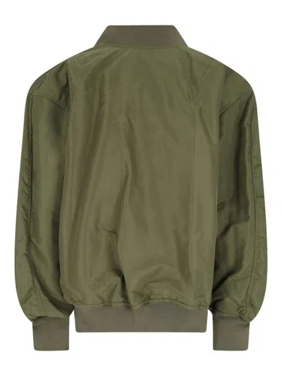 Hed Mayner Green Nylon Zip Jacket With Ribbed Details