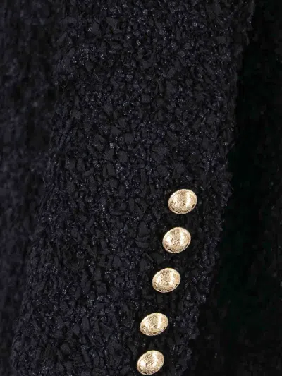 Balmain Edge-to-edge Silky Tweed Jacket In Black